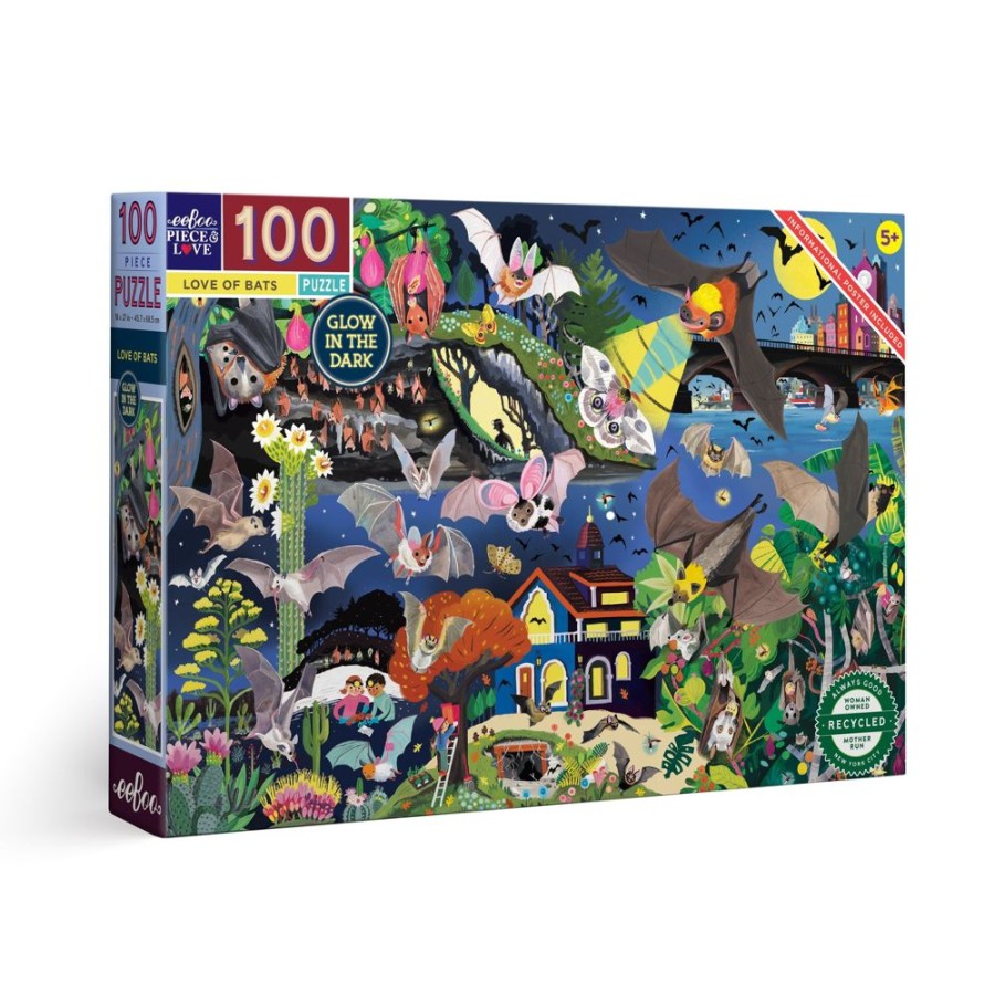 N-Z eeBoo | Eeboo 100Pc Puzzle Love For Bats Glow