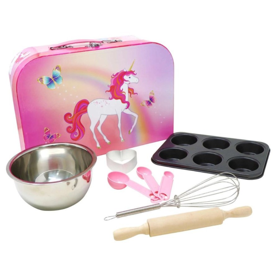 A-C Pink Poppy | Pink Poppy Unicorn Butterfly 6 Piece Kids Baking Set & Carry Case