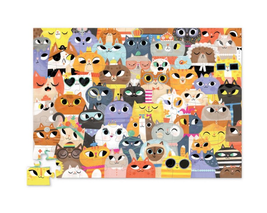 N-Z Crocodile Creek | Crocodile Creek Jr. Shaped Box Puzzle Lots Of Cats 72Pc