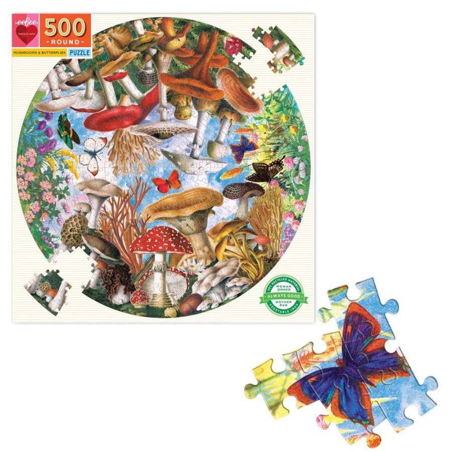 N-Z eeBoo | Eeboo 500Pc Puzzle Mushrooms And Butterflies Rd