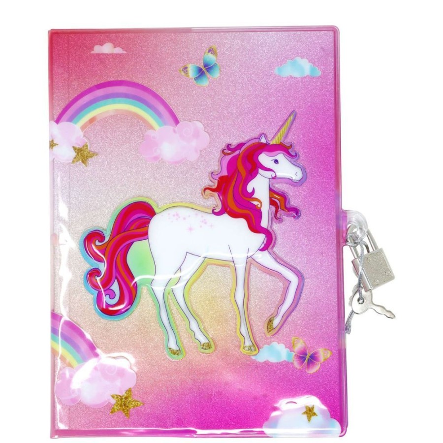 A-C Pink Poppy | Pink Poppy Unicorn Butterfly 3D Lockable Diary