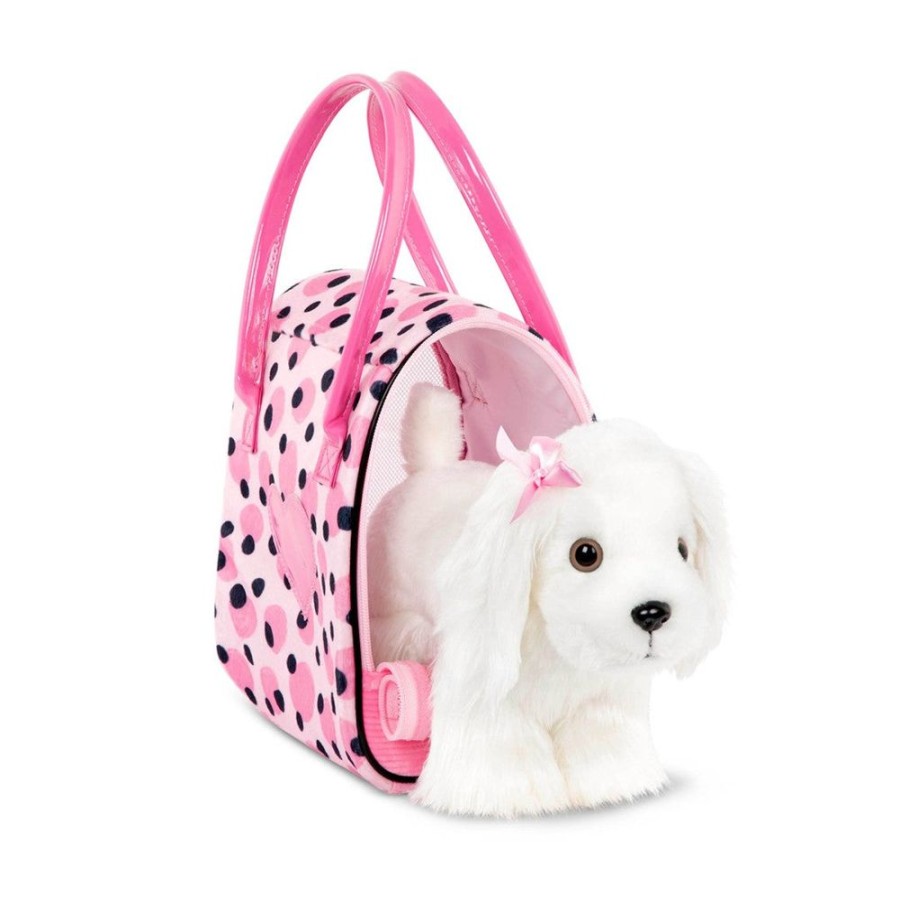 A-C Pucci Pups | Pucci Pup Pink Polka Dot Print Bag W/Maltese Pup