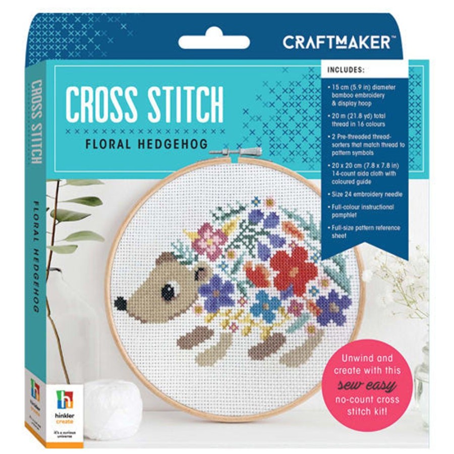 A-C Craft Maker | Craft Maker Cross-Stitch Kit: Floral Hedgehog