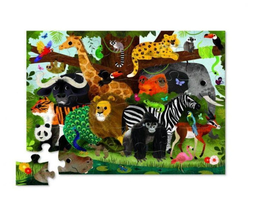 N-Z Crocodile Creek | Crocodile Creek Shaped Box Puzzle Jungle Friends 36Pc