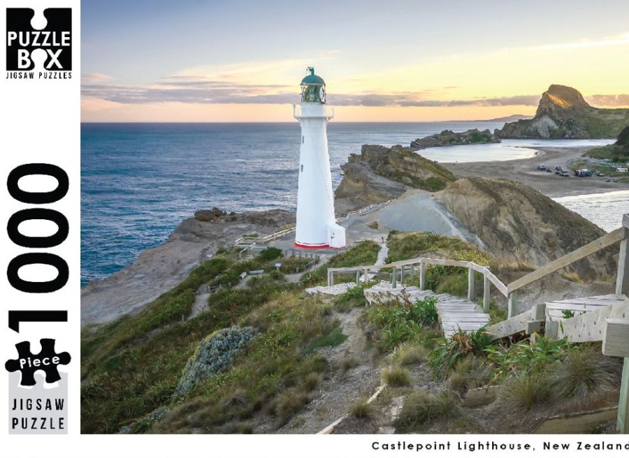 N-Z Puzzle Box | Premium Cut 1000 Piece Jigsaw Puzzle: Castlepoint Lighthouse, Nz