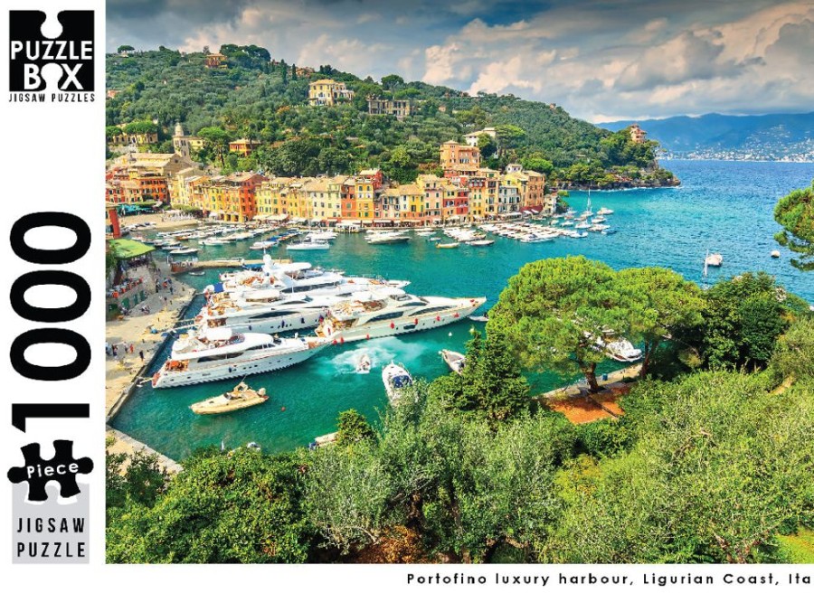 N-Z Puzzle Box | Premium Cut 1000 Piece Jigsaw Puzzle: Portofino Harbour, Italy