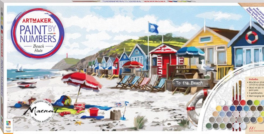 A-C Art Maker | Art Maker Paint By Numbers Canvas Beach Huts