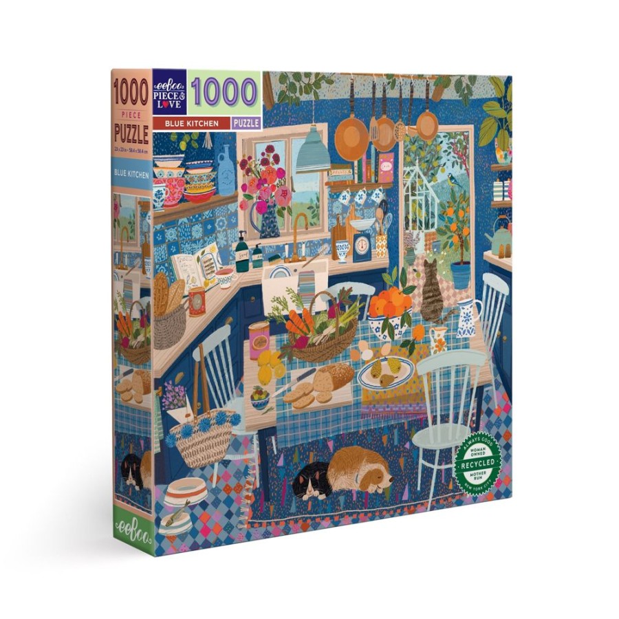 N-Z eeBoo | Eeboo 1000Pc Puzzle Blue Kitchen Square